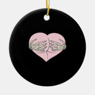 Heart Butt Hug Skeleton Händer Classic Julgransprydnad Keramik
