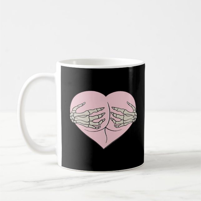 Heart Butt Hug Skeleton Händer Classic Kaffemugg (Vänster)