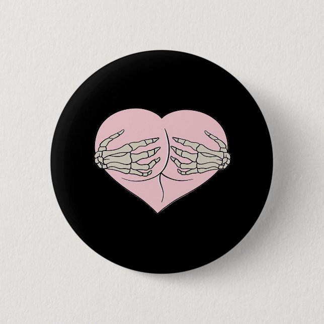 Heart Butt Hug Skeleton Händer Classic Knapp (Framsida)