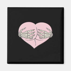 Heart Butt Hug Skeleton Händer Classic Magnet