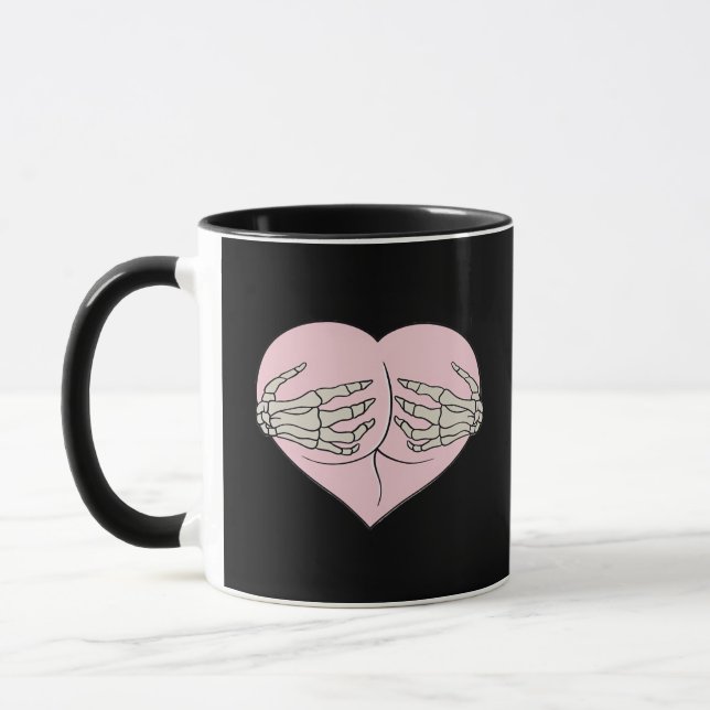 Heart Butt Hug Skeleton Händer Classic Mugg (Vänster)