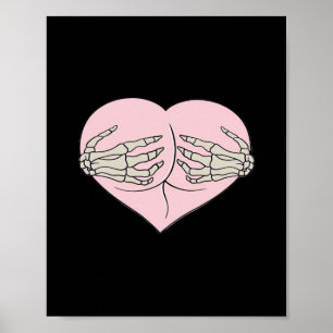 Heart Butt Hug Skeleton Händer Classic Poster