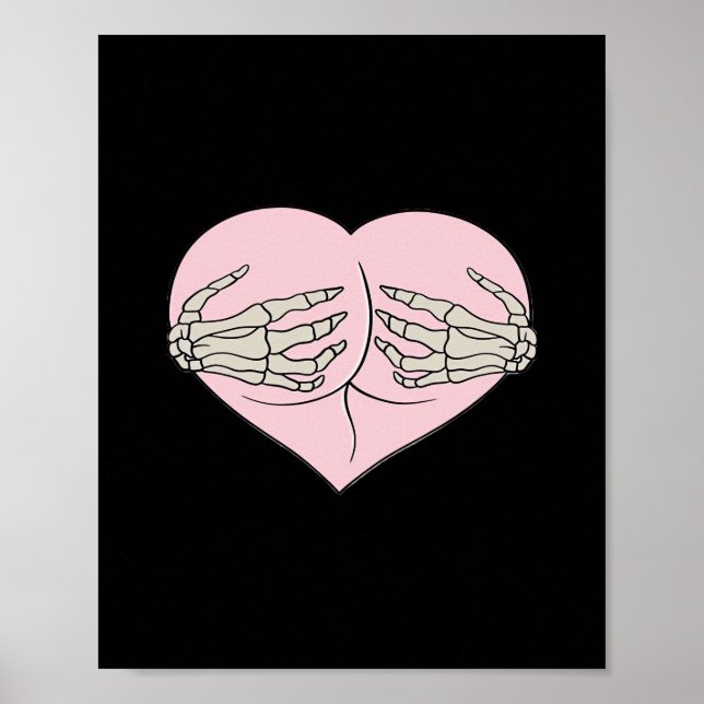 Heart Butt Hug Skeleton Händer Classic Poster (Framsidan)