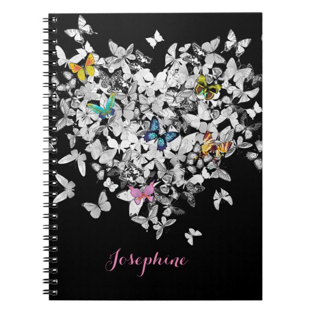 Heart Butterflies Girly Cute Personlig Anteckningsbok (Framsidan)
