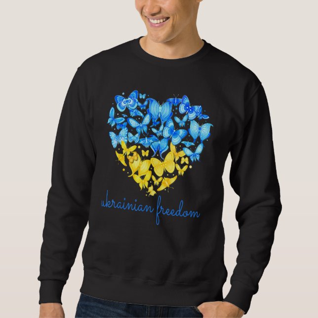 Heart Butterflies Ukra Inian Freedom Support Ukra Lång Ärmad Tröja (Framsida)