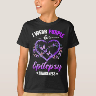 Heart Butterfly I Bära Lila for Epilepsy Awarene T Shirt