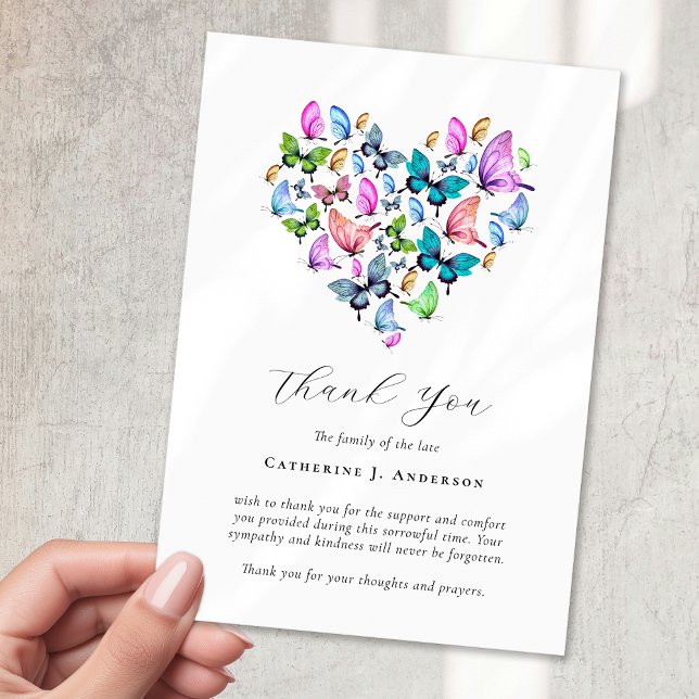 Heart Butterfly Sympathy Funeral Tack Kort (Skapare uppladdad)