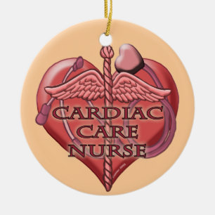 Heart Caduceus Hjärtvårdssjuksköterska Julgransprydnad Keramik