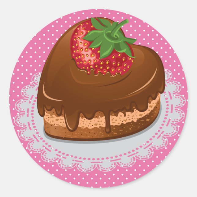 Heart Cake Sticker Runt Klistermärke (Framsida)