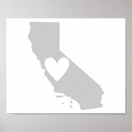 Heart California State silhouette Poster