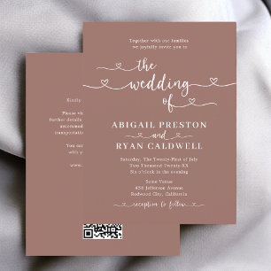 Heart Calligraphy Budget Brown Bröllop Vykort