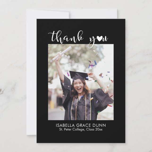 Heart Calligraphy Script Graduation Tack Kort (Framsida)