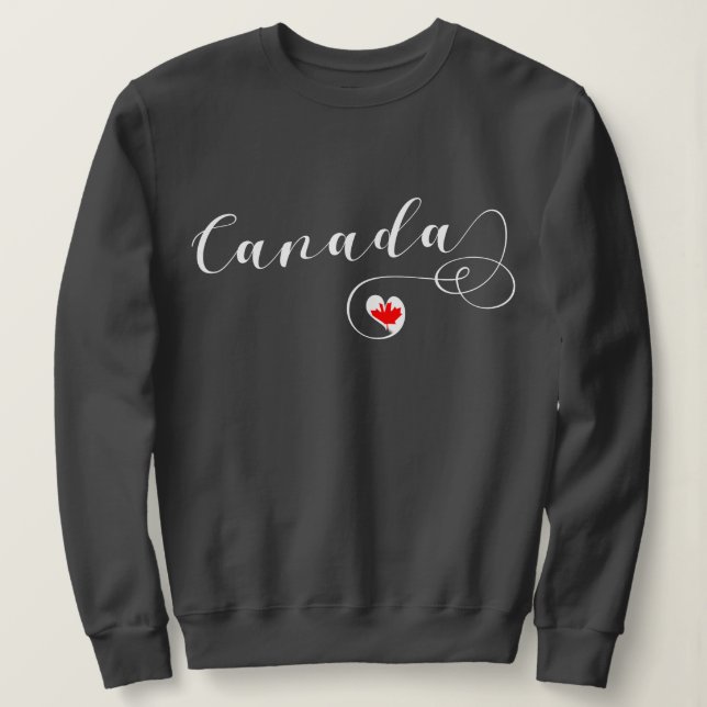 Heart Canada Sweatshirt, Canadian Flagga Tee Shirt (Design framsida)