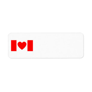 Heart Canadian Flagga Returadress Etikett