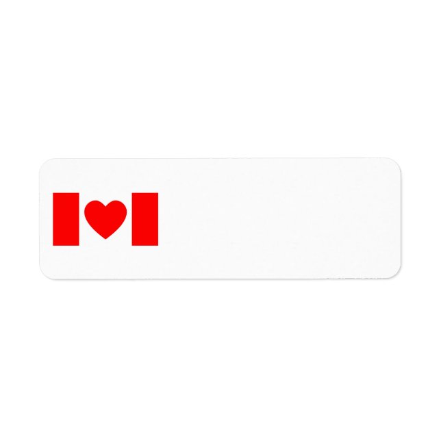 Heart Canadian Flagga Returadress Etikett (Framsidan)