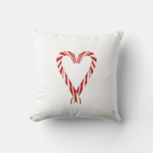 Heart Candy Cane Reversible Throw Pillow