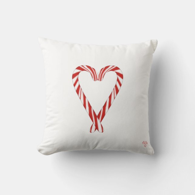 Heart Candy Cane Reversible Throw Pillow Kudde (Framsida)