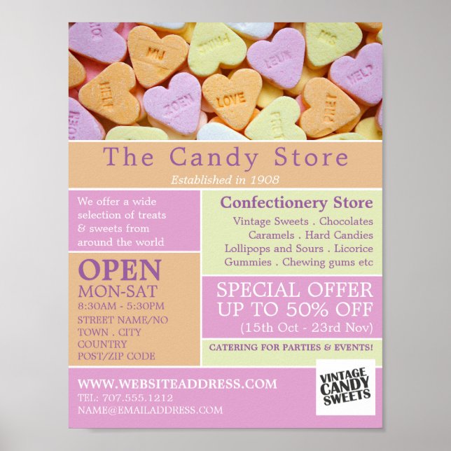 Heart Candy, Konfektyrvaror Reklam Poster (Framsidan)