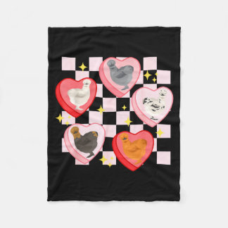 Heart Candy Silkie Chicken Valentine Farmer Animal Fleecefilt