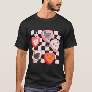 Heart Candy Silkie Chicken Valentine Farmer Animal T Shirt
