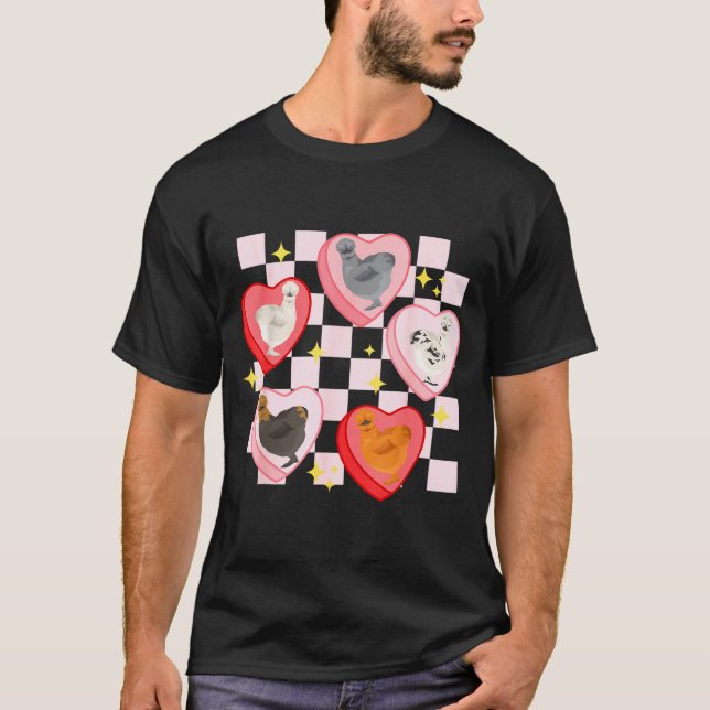 Heart Candy Silkie Chicken Valentine Farmer Animal T Shirt (Framsida)