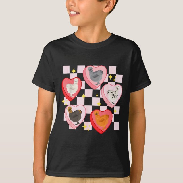 Heart Candy Silkie Chicken Valentine Farmer Animal T Shirt (Framsida)