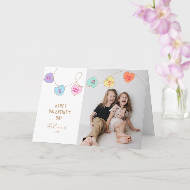 Heart Candy Valentine Day Photo Kort (Orkide)