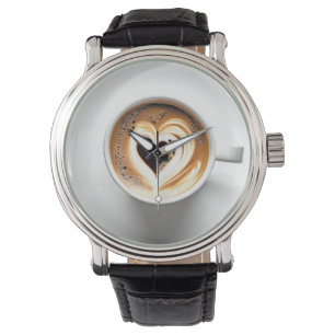 Heart Cappuccino i vit kaffe Kopp Armbandsur