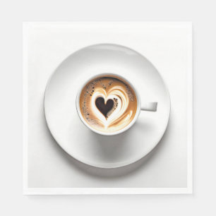 Heart Cappuccino i vit kaffe Kopp Pappersservett