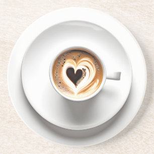 Heart Cappuccino i vit kaffe Kopp Underlägg