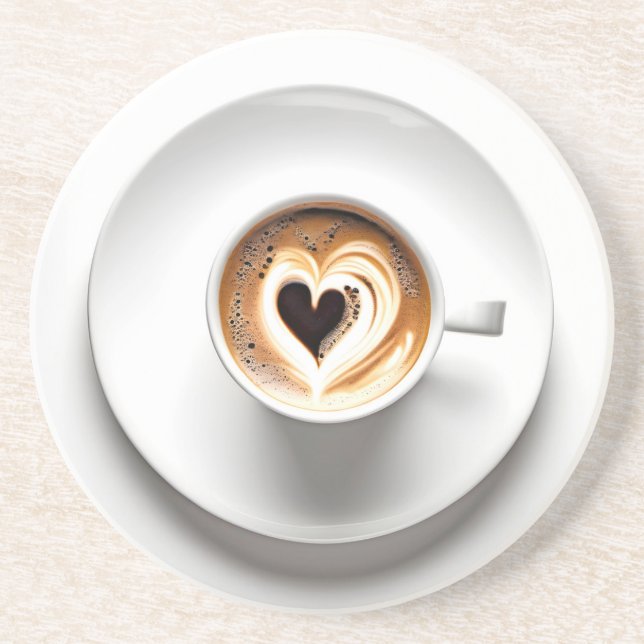 Heart Cappuccino i vit kaffe Kopp Underlägg (Framsidan)