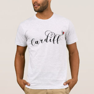 Heart Cardiff Flagga, Caerdydd, Wales T-Shirt