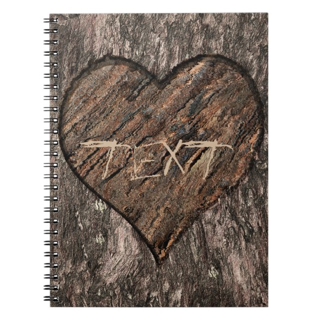 Heart Carved Träd Trunk Bark Rustic Journal Anteckningsbok (Framsidan)