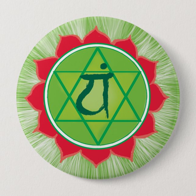 Heart Chakra Anahata Giant Round Badge Knapp (Framsida)