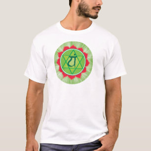 Heart Chakra Anahata Manar Basic T-Shirt, White T-shirt