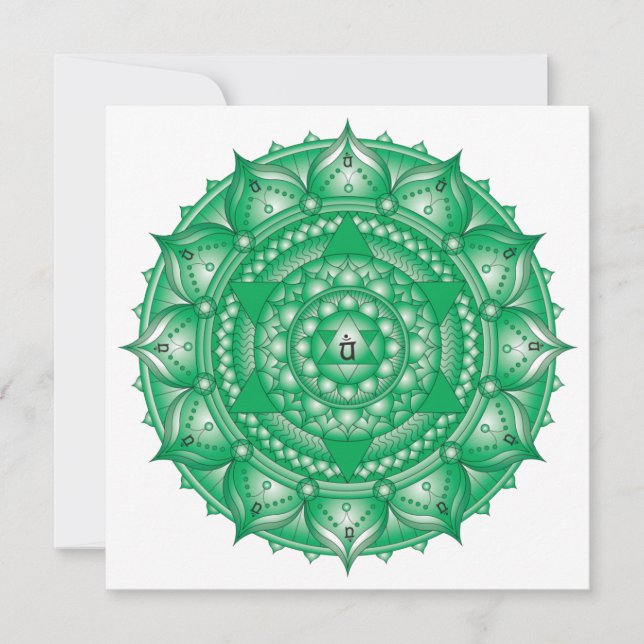 Heart Chakra Grönt Mandala Square Note Card Anteckningskort (Framsida)