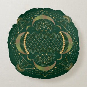 Heart Chakra Shadow Mandala Round Pillow Rund Kudde