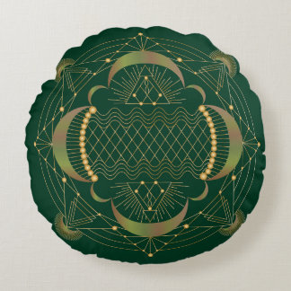 Heart Chakra Shadow Mandala Round Pillow Rund Kudde