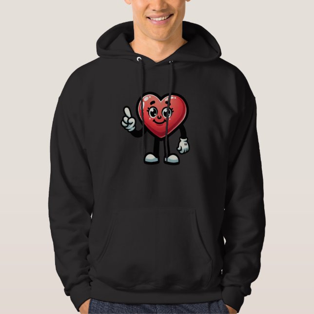 Heart Character With Cartoon Eyes And Smiling Face Hoodie (Framsida)