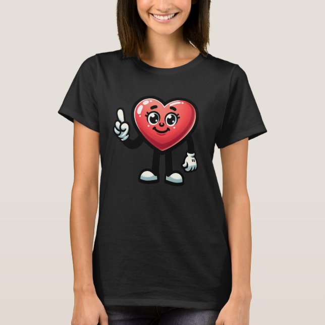 Heart Character With Cartoon Eyes And Smiling Face T Shirt (Framsida)