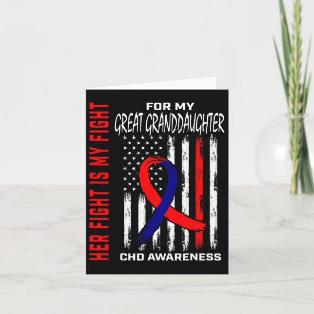Heart Chd Awareness Underbar Granddotter USA flagg Kort (Framsida)