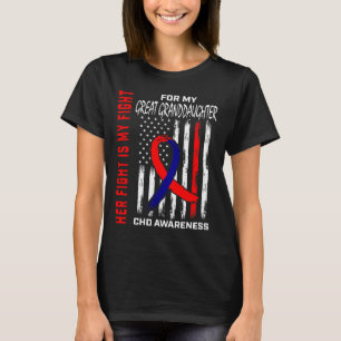 Heart Chd Awareness Underbar Granddotter USA flagg T Shirt