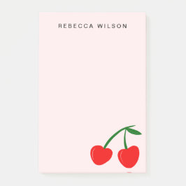 Heart Cherry Personlig Valentine Rosa Post-it Block