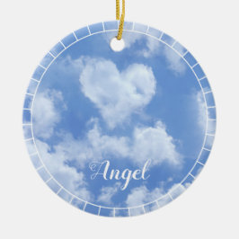 Heart Cloud Himlar Cute Modern Blue Personligt brö Julgransprydnad Keramik