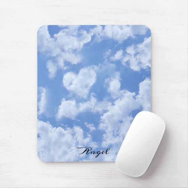 Heart Cloud Himlar Cute Modern Blue Personligt brö Musmatta (Med mus)