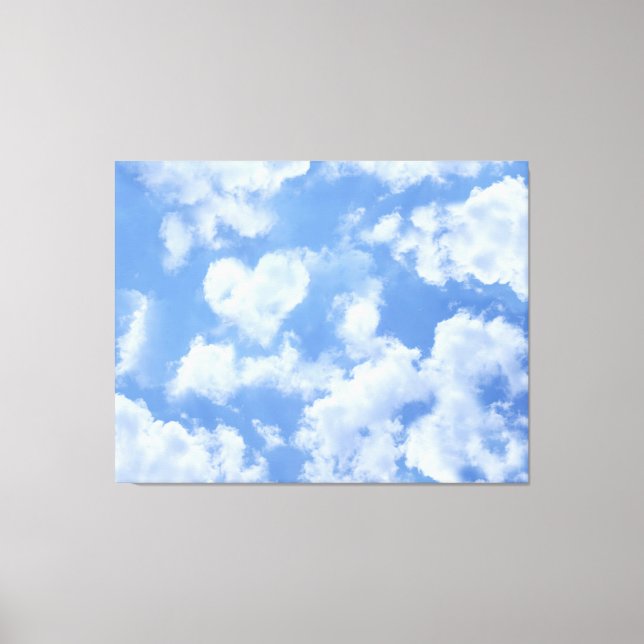 Heart Cloud Himlar Cute Modern Light Blue Girl Canvastryck (Framsida)