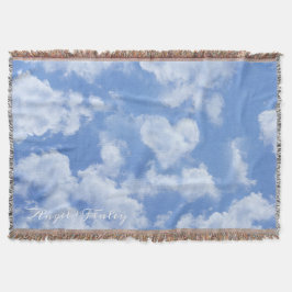 Heart Cloud Himlar Cute Modern Light Blue Girl Filt