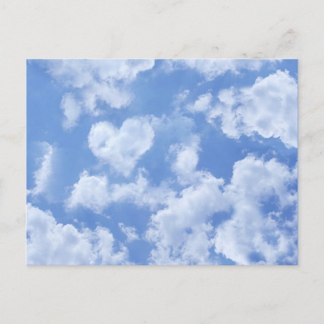 Heart Cloud Himlar Cute Modern Light Blue Girl Vykort (Framsida)