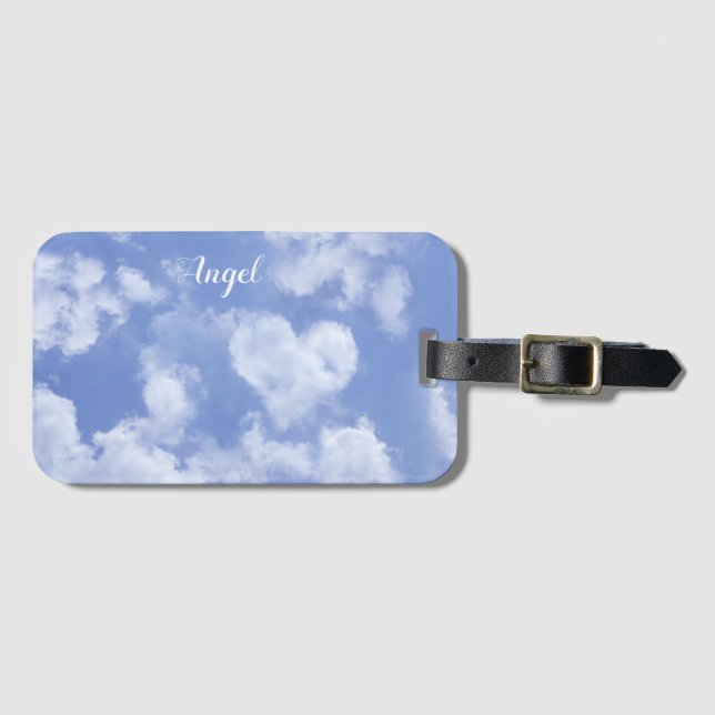 Heart Cloud Himlar Cute Roligt Modern Blue - eget  Bagagebricka (Framsida horisontal)