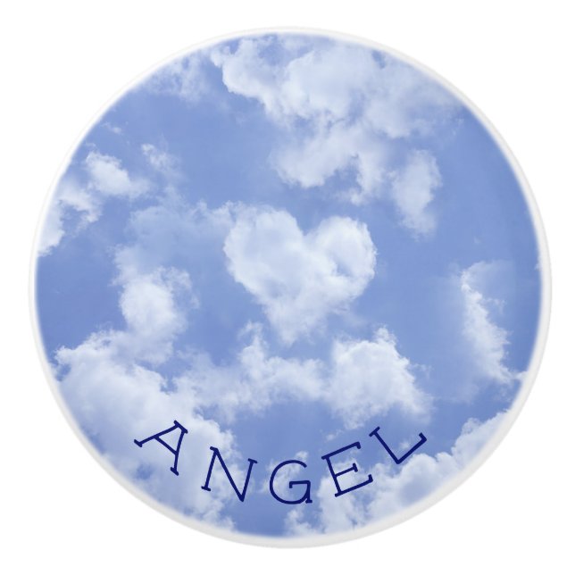 Heart Cloud Himlar Cute Roligt Modern Blue - eget  Knopp (Framsidan)